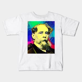 Charles Dickens Colourful Portrait | charlles dickens artwork 6 Kids T-Shirt
